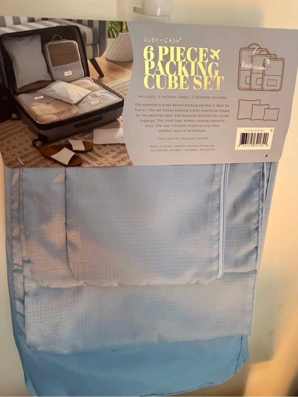 Light Blue 6-Piece Packing Cube Set  organizer and Travel bottle set
